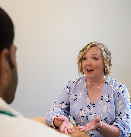 Rezdiffra patient talking with liver specialist
