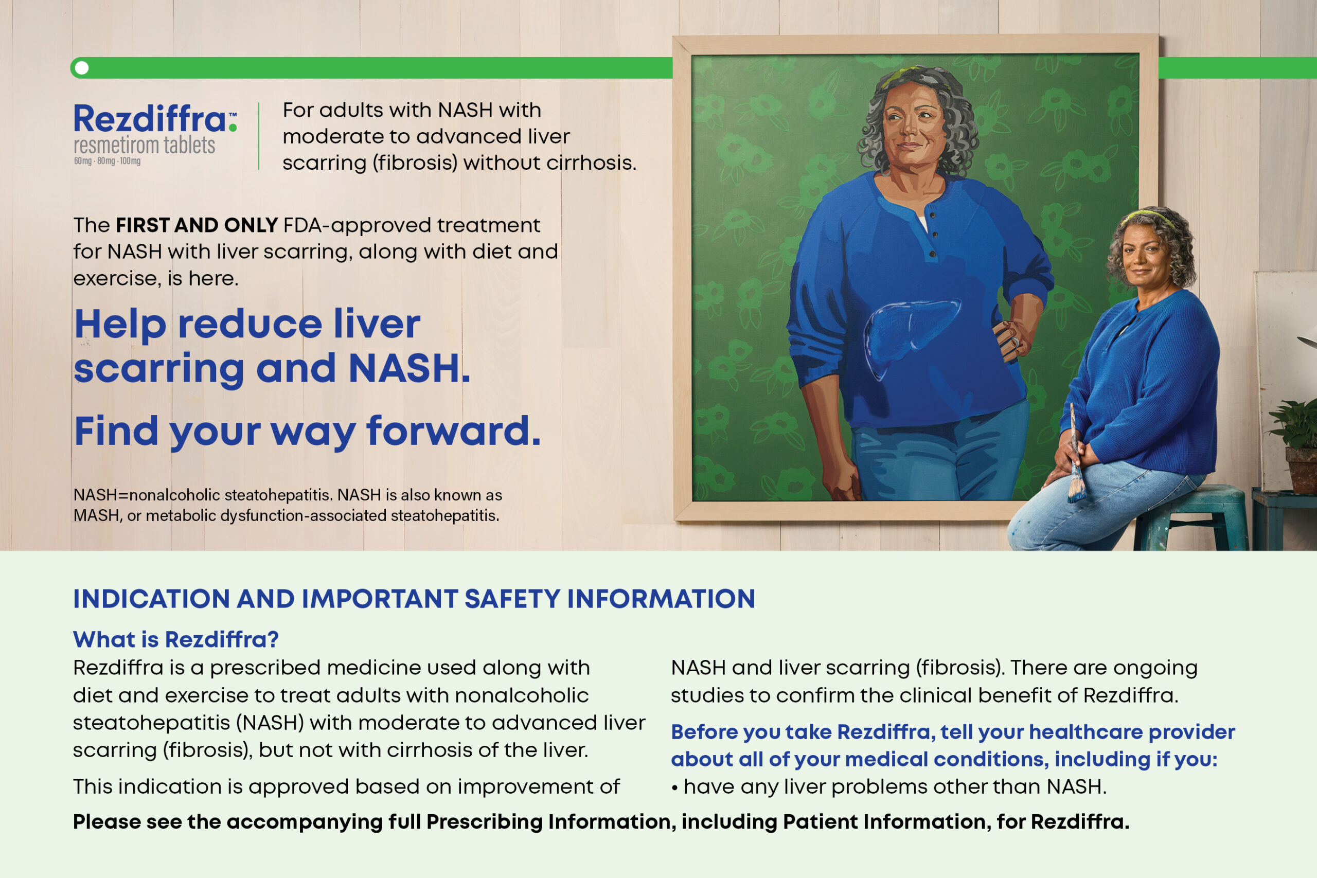 View the patient brochure to learn more about NASH with liver scarring, how to manage it, and how Rezdiffra can help.